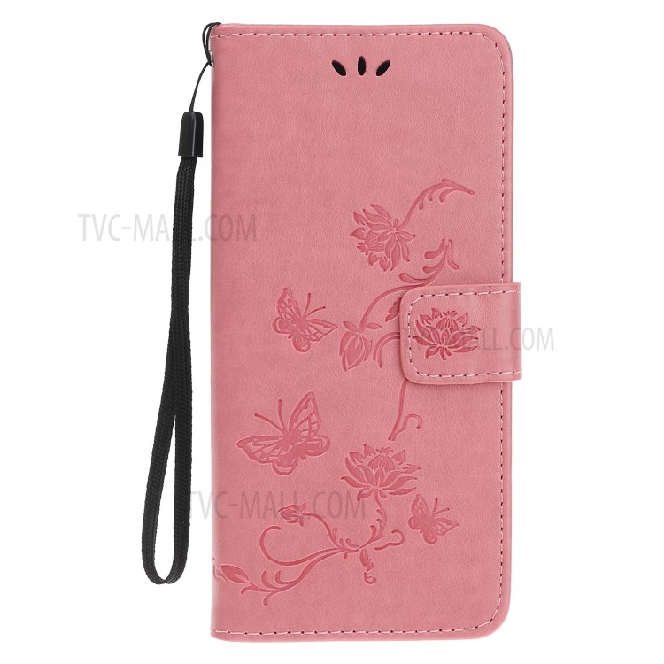 Imprint Butterfly Flower Wallet Leather Protective Cover for iPhone 12 Pro Max 6.7 inch - Pink-7