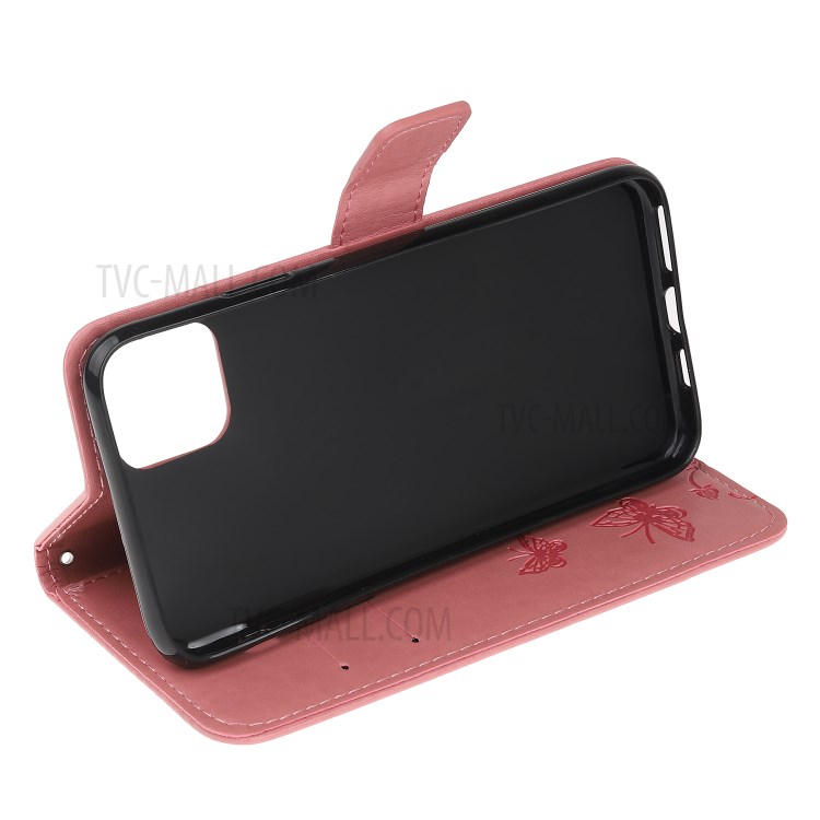 Imprint Butterfly Flower Wallet Leather Protective Cover for iPhone 12 Pro Max 6.7 inch - Pink-9