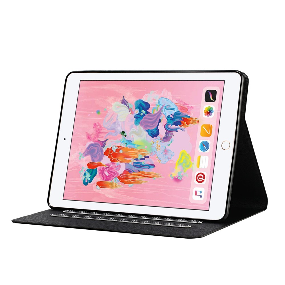Couvercle Du Support De La Tablette En Cuir À Puce Pour L'air Ipad Sommeil Sillage Automatique (2013) / Ipad Air 2 / ipad 9,7 pouces (2017) / ipad 9,7 pouces (2018) - Noir-4