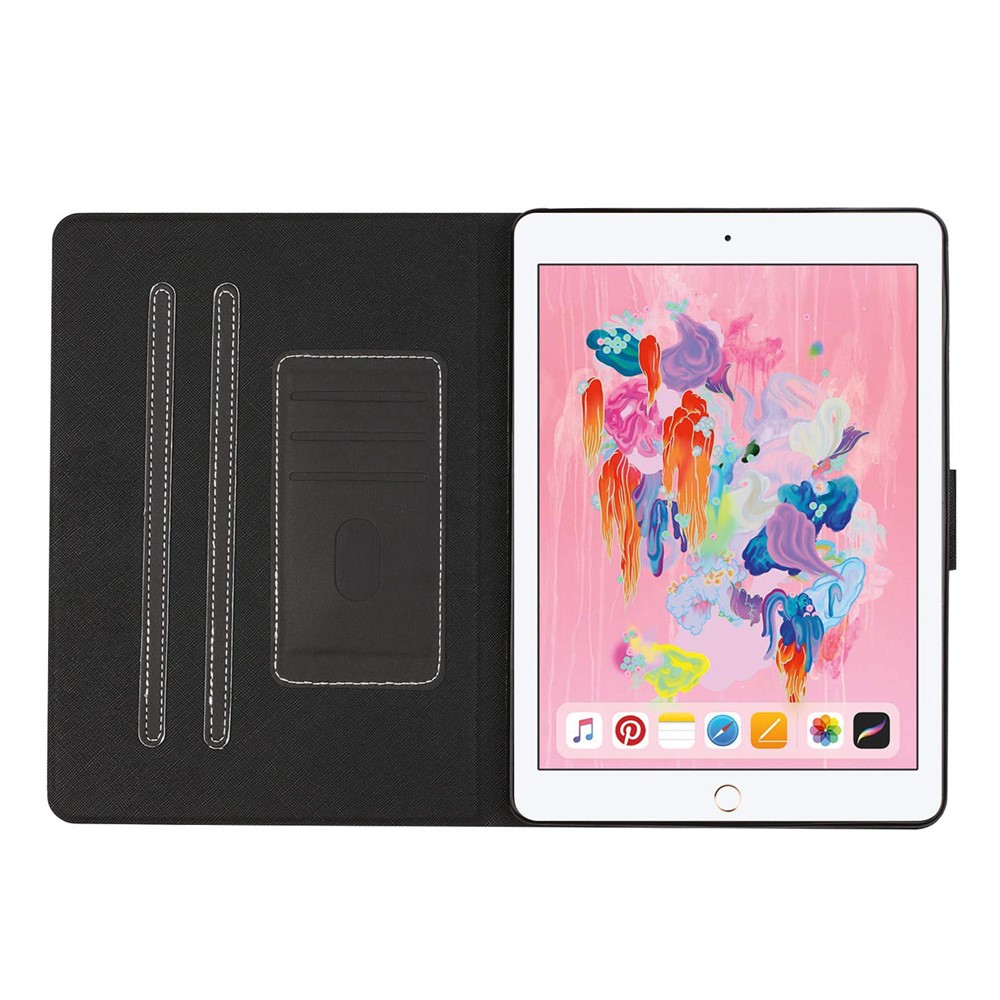 Couvercle Du Support De La Tablette En Cuir À Puce Pour L'air Ipad Sommeil Sillage Automatique (2013) / Ipad Air 2 / ipad 9,7 pouces (2017) / ipad 9,7 pouces (2018) - Noir-5