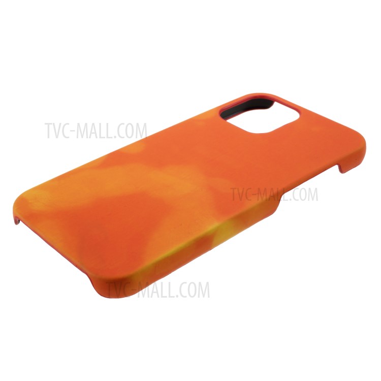 Thermal Induction Fluorescent Color Changing Leather Coated PC Mobile Shell for iPhone 12 Pro Max 6.7-inch - Orange-3