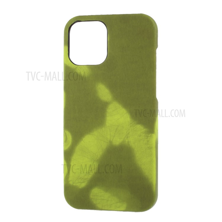 Thermal Induction Fluorescent Color Changing Leather Coated PC Mobile Case for iPhone 12 Pro 6.1-inch - Green-1