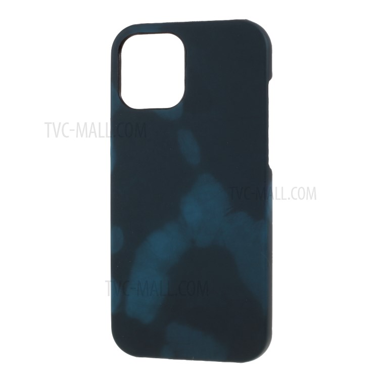 Thermal Induction Fluorescent Color Changing Leather Coated PC Mobile Shell for iPhone 12 5.4-inch - Blue-1