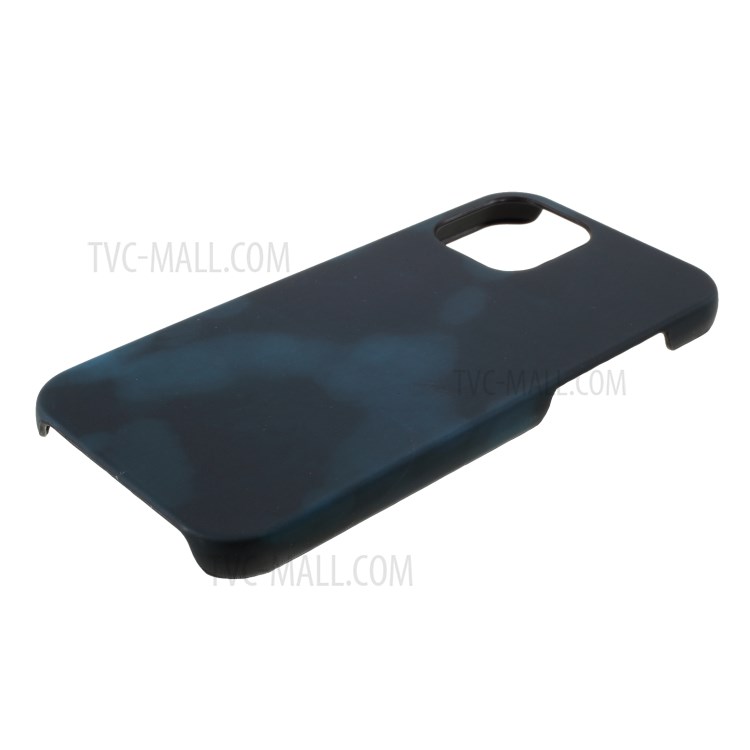 Thermal Induction Fluorescent Color Changing Leather Coated PC Mobile Shell for iPhone 12 5.4-inch - Blue-4