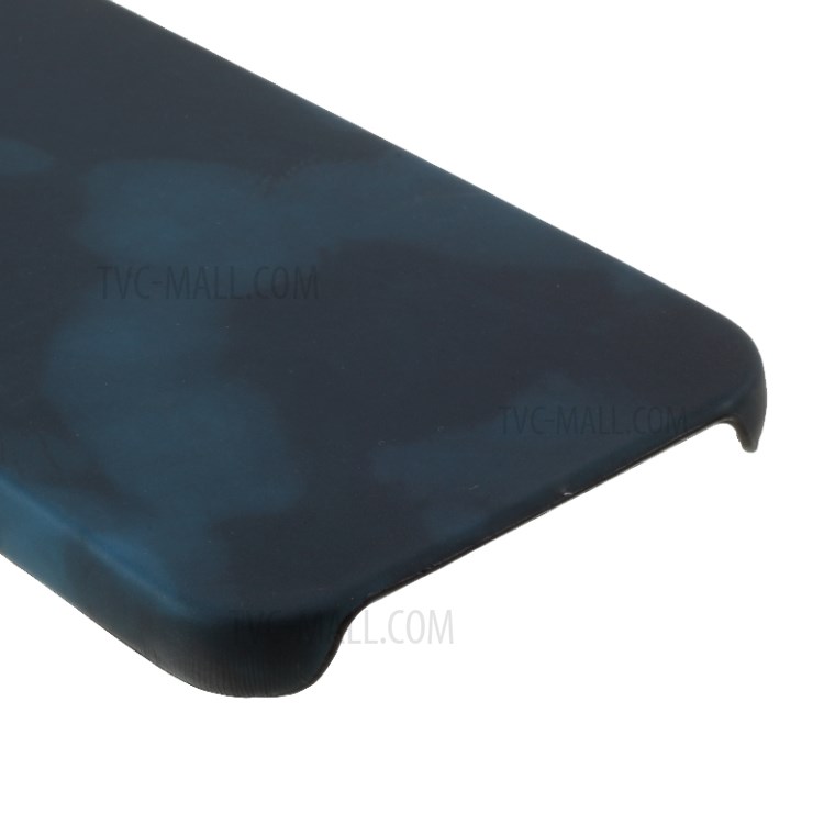 Thermal Induction Fluorescent Color Changing Leather Coated PC Mobile Shell for iPhone 12 5.4-inch - Blue-6