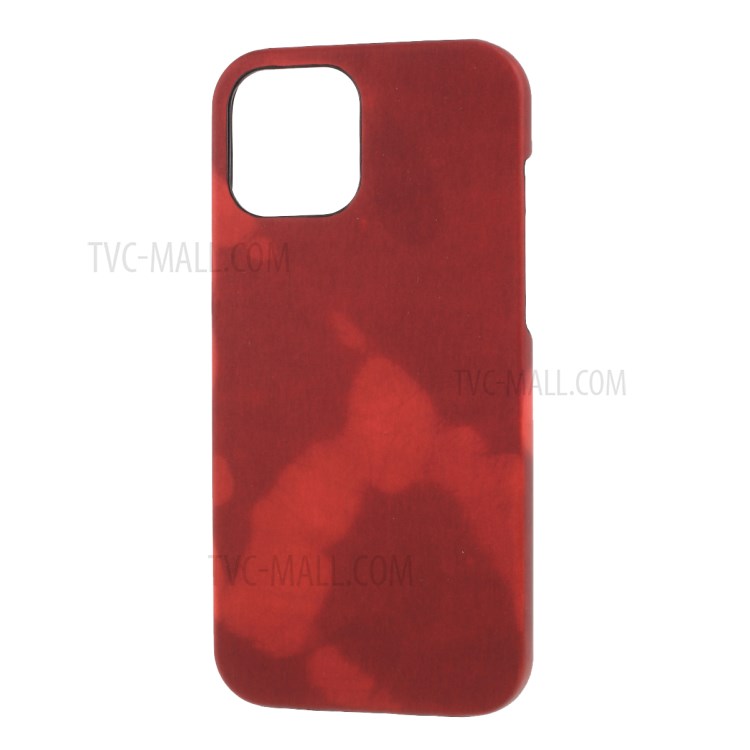 Thermal Induction Fluorescent Color Changing Leather Coated PC Mobile Shell for iPhone 12 5.4-inch - Red-1