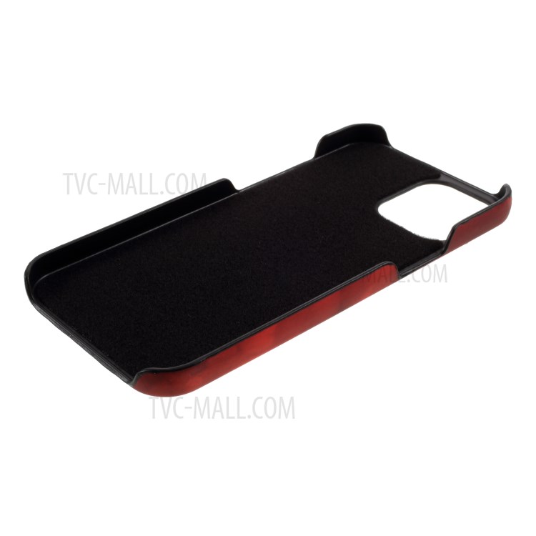Thermal Induction Fluorescent Color Changing Leather Coated PC Mobile Shell for iPhone 12 5.4-inch - Red-4