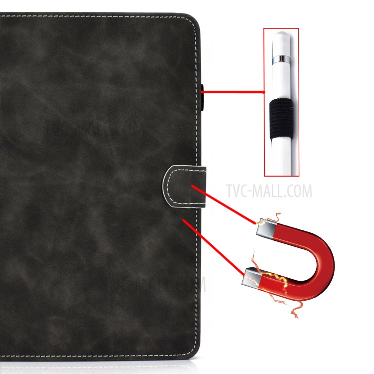 Solid Color Card Slots Stand Flip Leather Protective Shell for 7-inch Tablets - Black-11