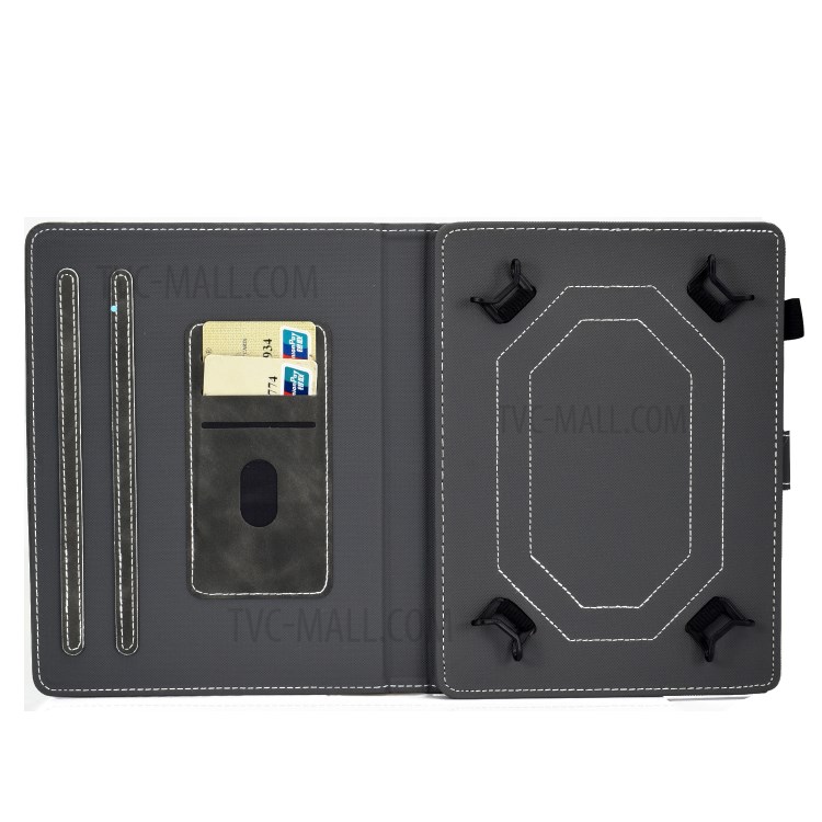 Solid Color Card Slots Stand Flip Leather Protective Shell for 7-inch Tablets - Black-4