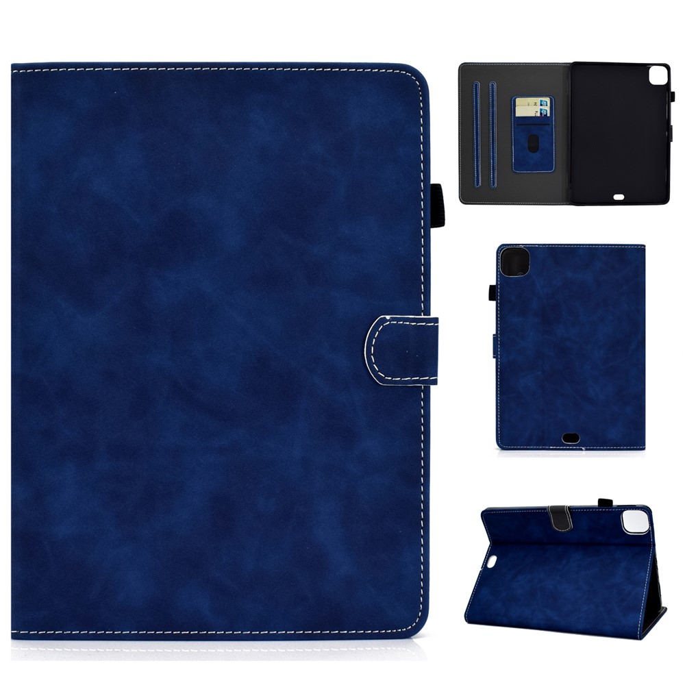 Solid Color Card Slots Stand Flip Leather Protective Shell for iPad Pro 11-inch (2020) / (2022) / (2021) - Blue