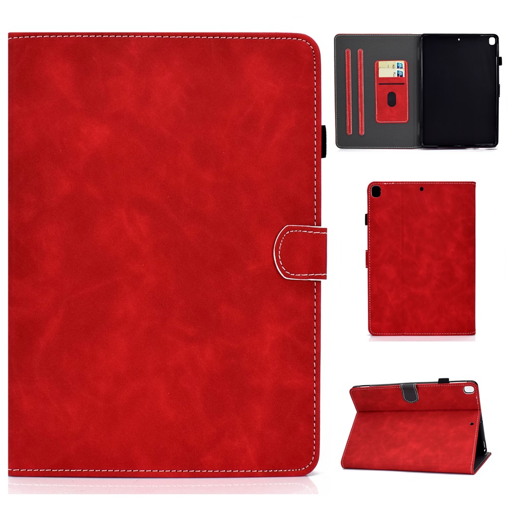 Solid Color Card Slots Stand Flip Leather Protective Cover for iPad 10.2 (2021)/(2020)/(2019) / iPad Air 10.5 inch (2019) - Red