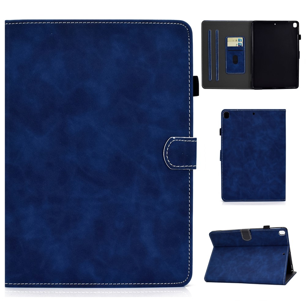 Solid Color Rangujas Soporte de Cuero Flip Cubierta Protectora Para Ipad 10.2 (2021)/(2020)/(2019) / iPad Air 10.5 Pulgadas (2019) - Azul