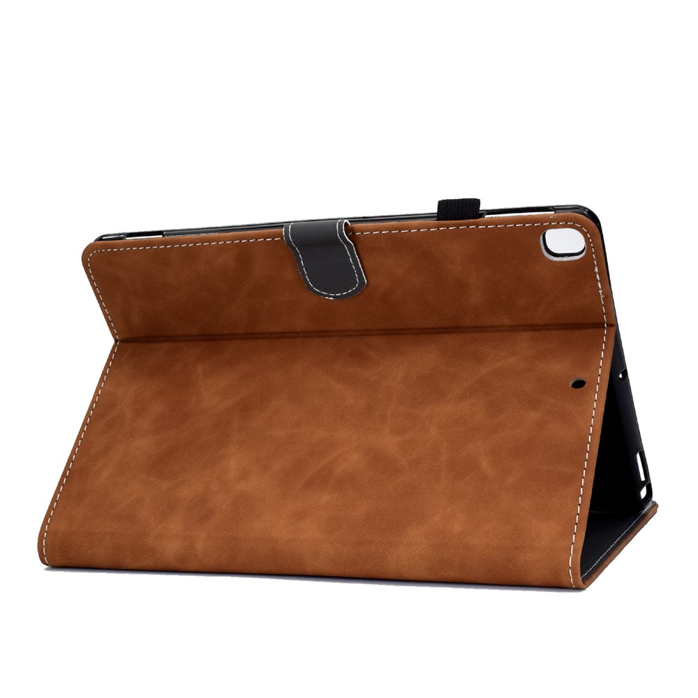 Solid Color Rangujas Soporte de Cuero Flip Cubierta Protectora Para Ipad 10.2 (2021)/(2020)/(2019) / iPad Air 10.5 Pulgadas (2019) - Marrón