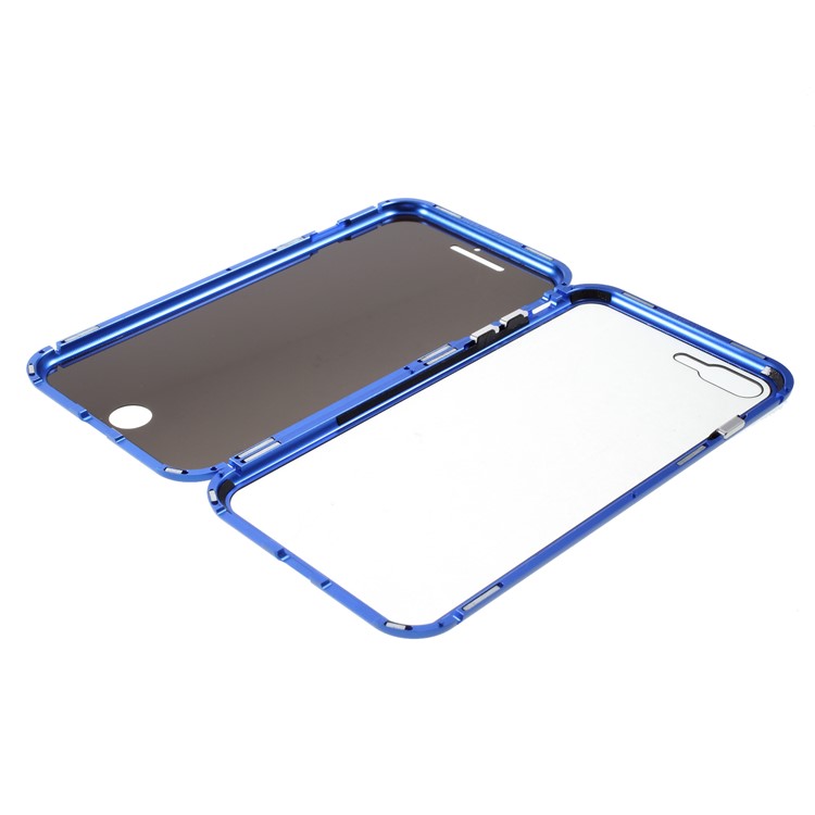 Magnetic Metal Frame + Double-sided Tempered Glass Anti-peep Case for iPhone 7 Plus/8 Plus 5.5 inch - Blue-2