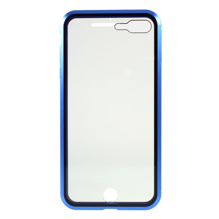 Magnetic Metal Frame + Double-sided Tempered Glass Anti-peep Case for iPhone 7 Plus/8 Plus 5.5 inch - Blue-3