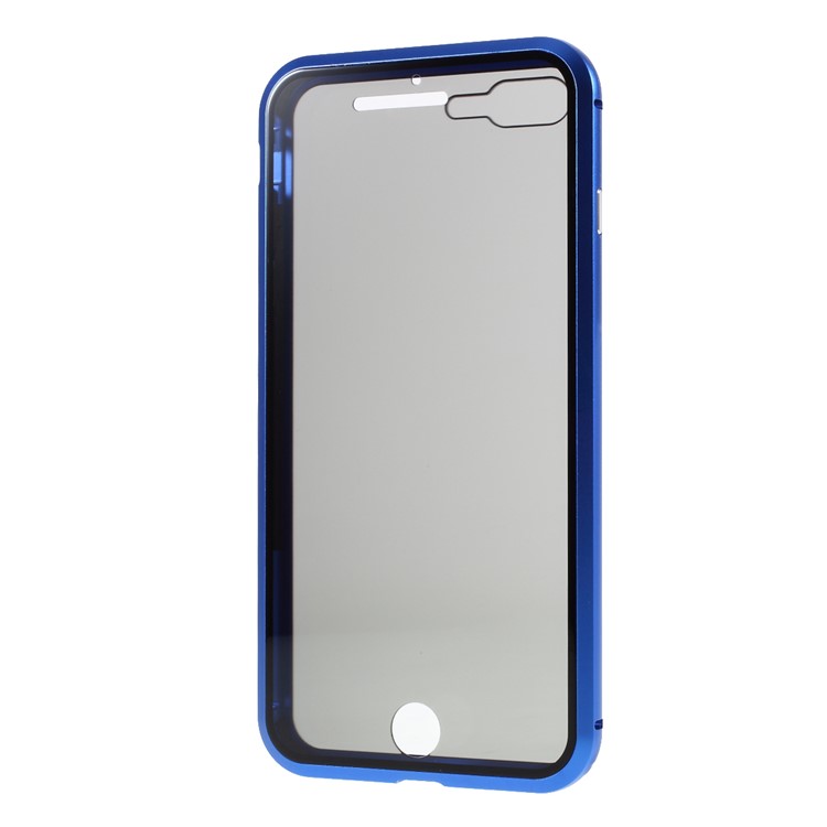 Magnetic Metal Frame + Double-sided Tempered Glass Anti-peep Case for iPhone 7 Plus/8 Plus 5.5 inch - Blue-4