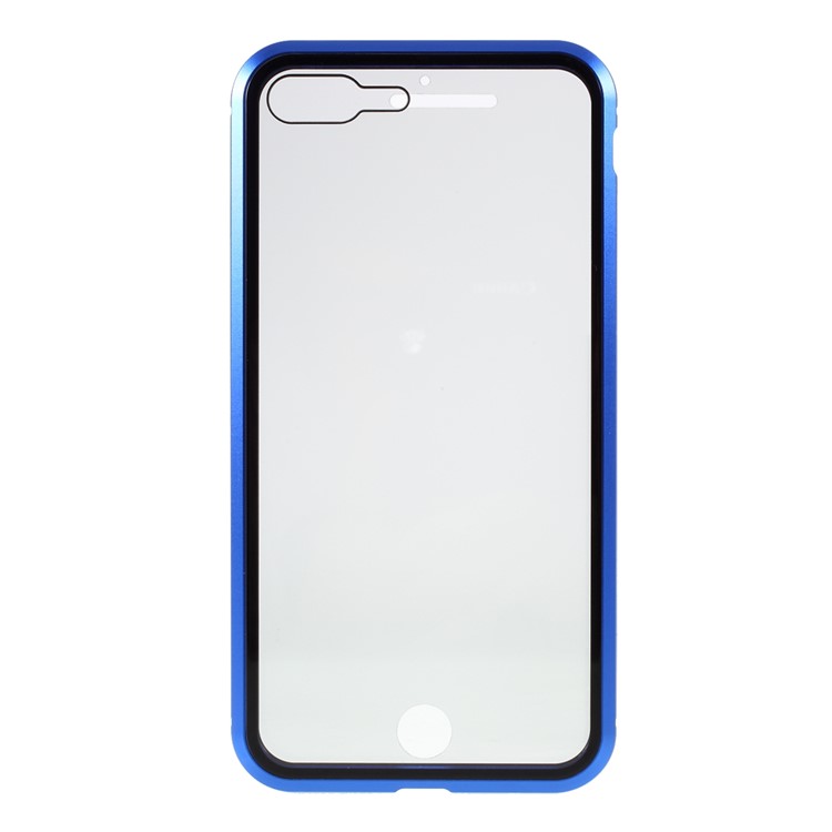 Magnetic Metal Frame + Double-sided Tempered Glass Anti-peep Case for iPhone 7 Plus/8 Plus 5.5 inch - Blue-5
