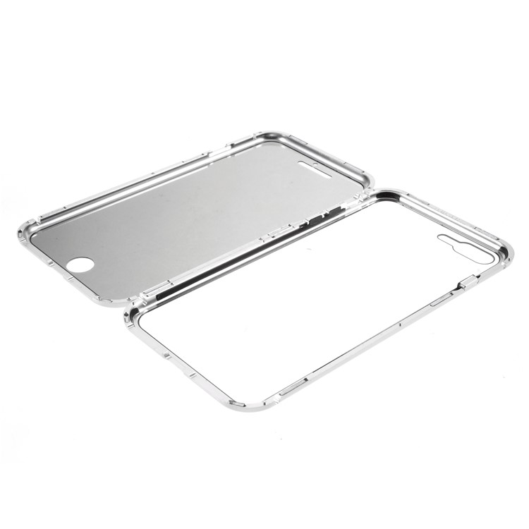 Magnetic Metal Frame + Double-sided Tempered Glass Anti-peep Case for iPhone 7 Plus/8 Plus 5.5 inch - Silver-2