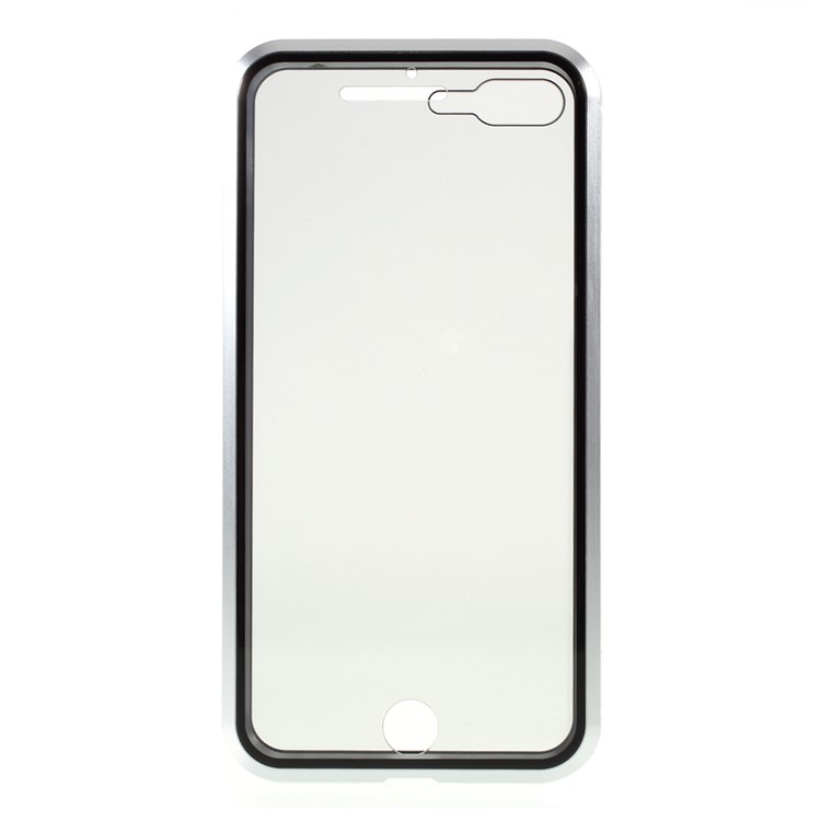 Magnetic Metal Frame + Double-sided Tempered Glass Anti-peep Case for iPhone 7 Plus/8 Plus 5.5 inch - Silver-3