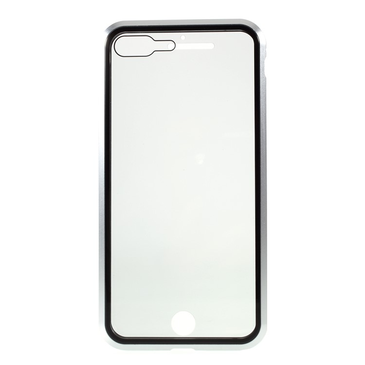 Magnetic Metal Frame + Double-sided Tempered Glass Anti-peep Case for iPhone 7 Plus/8 Plus 5.5 inch - Silver-5