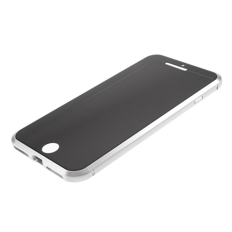 Telaio in Metallo Magnetico + Custodia Anti-pesta in Vetro a Doppia Faccia a Doppia Faccia Per Iphone 7 Più/8 Più 5,5 Pollici - D'argento-6