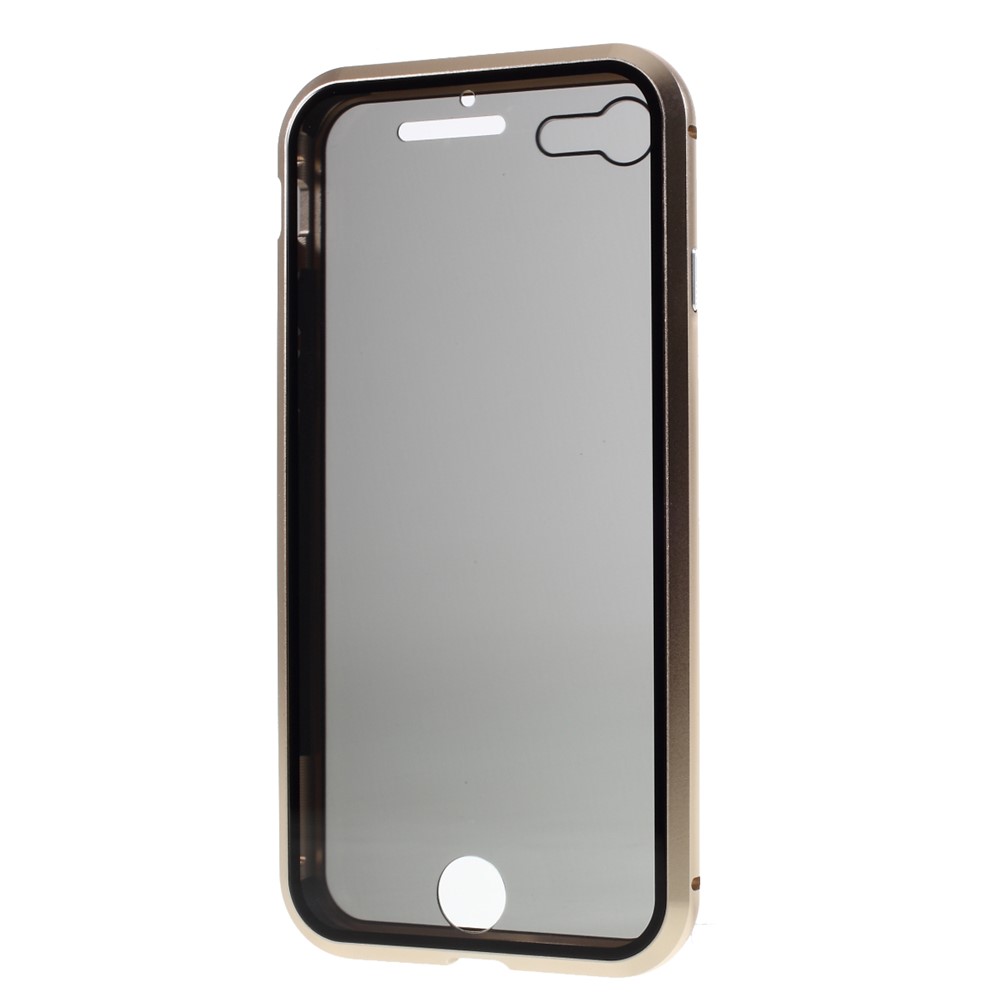 Magnetic Metal Frame + Double-sided Tempered Glass Anti-peep Cover for iPhone 7/8/SE (2nd Generation) - Gold-3