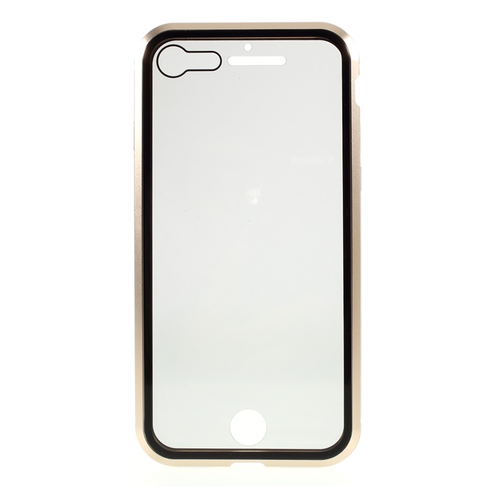 Magnetic Metal Frame + Double-sided Tempered Glass Anti-peep Cover for iPhone 7/8/SE (2nd Generation) - Gold-4