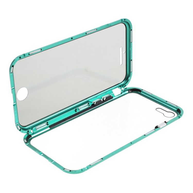 Magnetic Metal Frame + Double-sided Tempered Glass Anti-peep Cover for iPhone 7/8/SE (2nd Generation) - Green-1