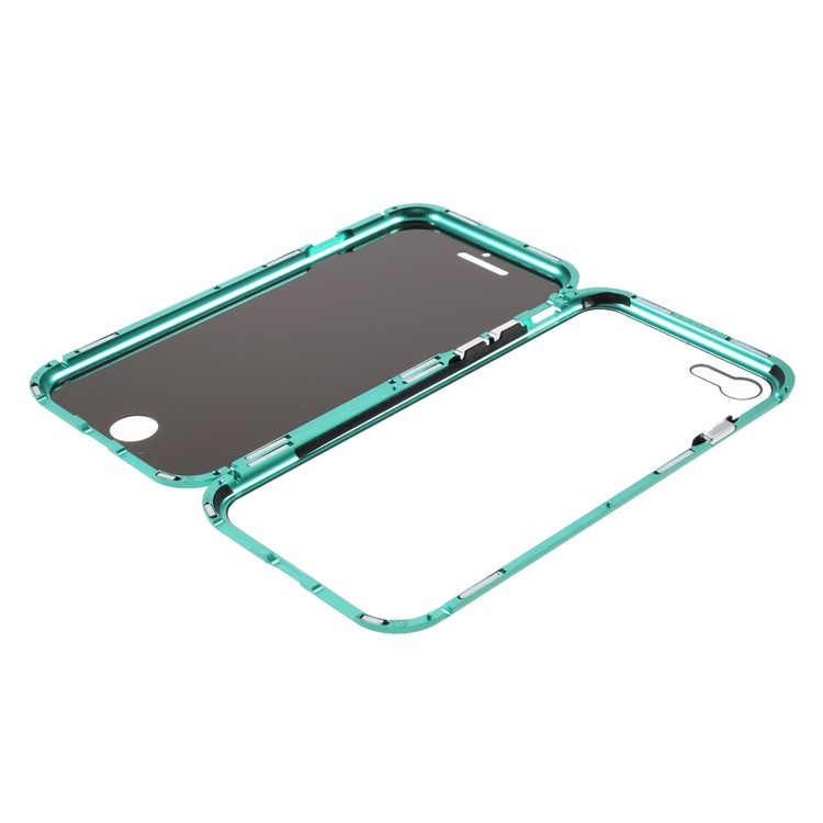 Magnetic Metal Frame + Double-sided Tempered Glass Anti-peep Cover for iPhone 7/8/SE (2nd Generation) - Green-2
