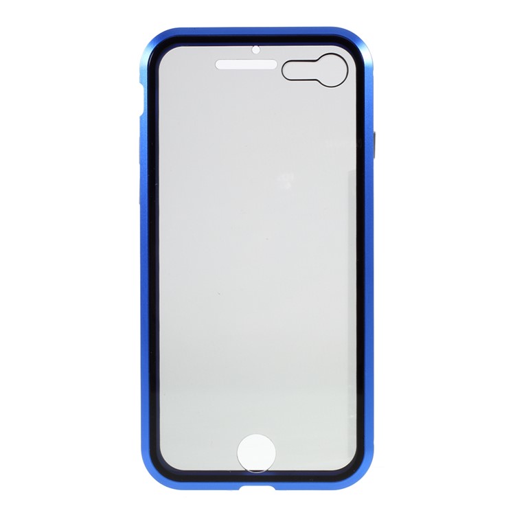 Magnetic Metal Frame + Double-sided Tempered Glass Anti-peep Cover for iPhone 7/8/SE (2nd Generation) - Blue-3