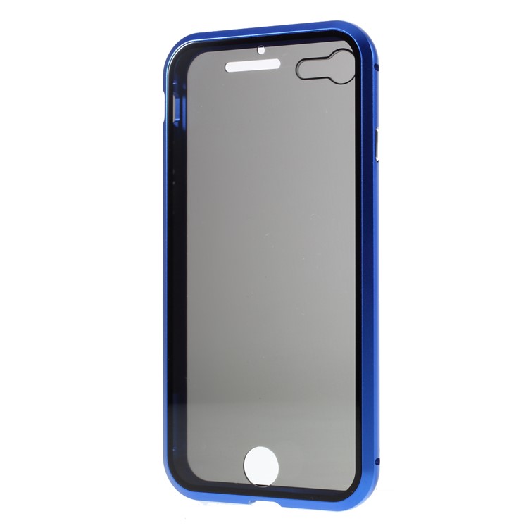 Magnetic Metal Frame + Double-sided Tempered Glass Anti-peep Cover for iPhone 7/8/SE (2nd Generation) - Blue-4