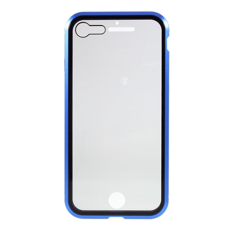 Magnetic Metal Frame + Double-sided Tempered Glass Anti-peep Cover for iPhone 7/8/SE (2nd Generation) - Blue-5