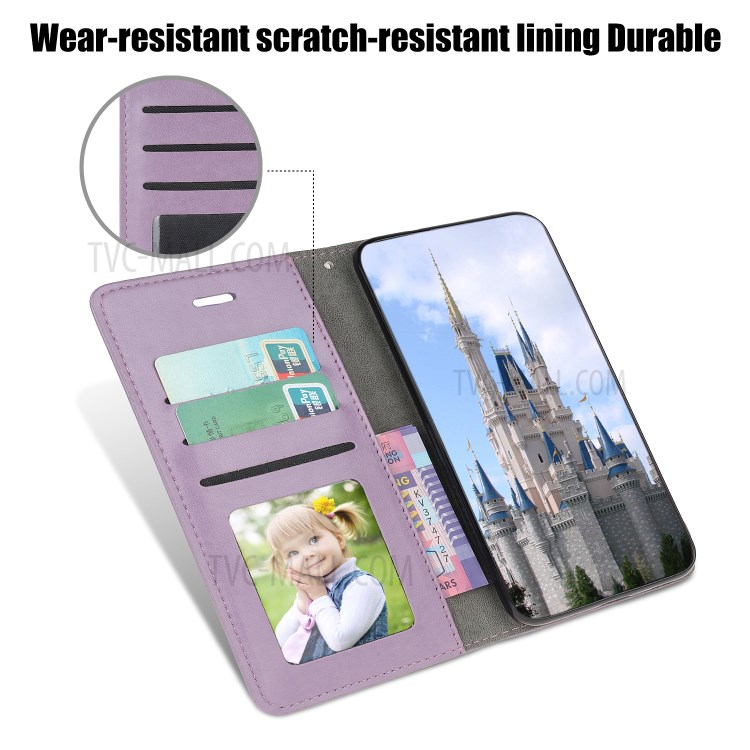 Imprint Cat and Fishbone Pattern Leather Wallet Covering for iPhone 12 5.4-inch - Purple-6
