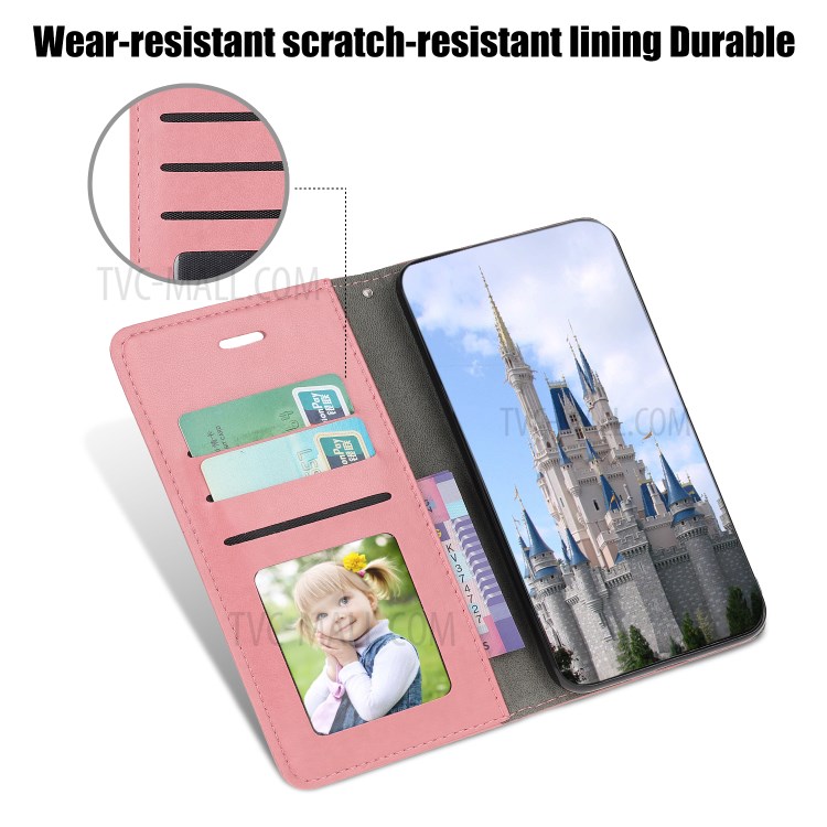 Imprint Cat and Fishbone Pattern Leather Wallet Covering for iPhone 12 5.4-inch - Pink-7