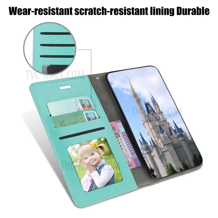 Imprint Cat and Fishbone Pattern Leather Wallet Cover for iPhone 12 Pro 6.1-inch - Cyan-7