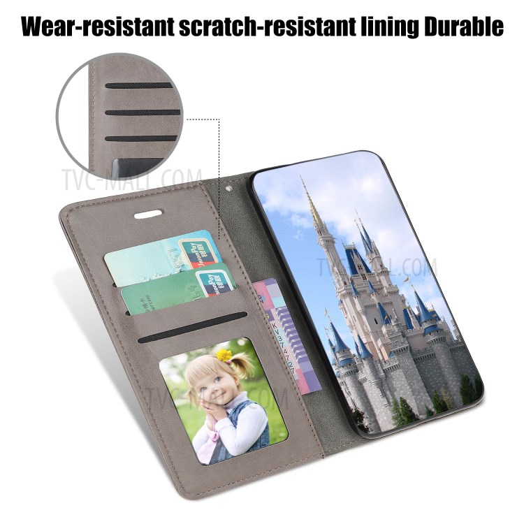 Imprint Cat and Fishbone Pattern Leather Wallet Cover for iPhone 12 Pro 6.1-inch - Grey-6