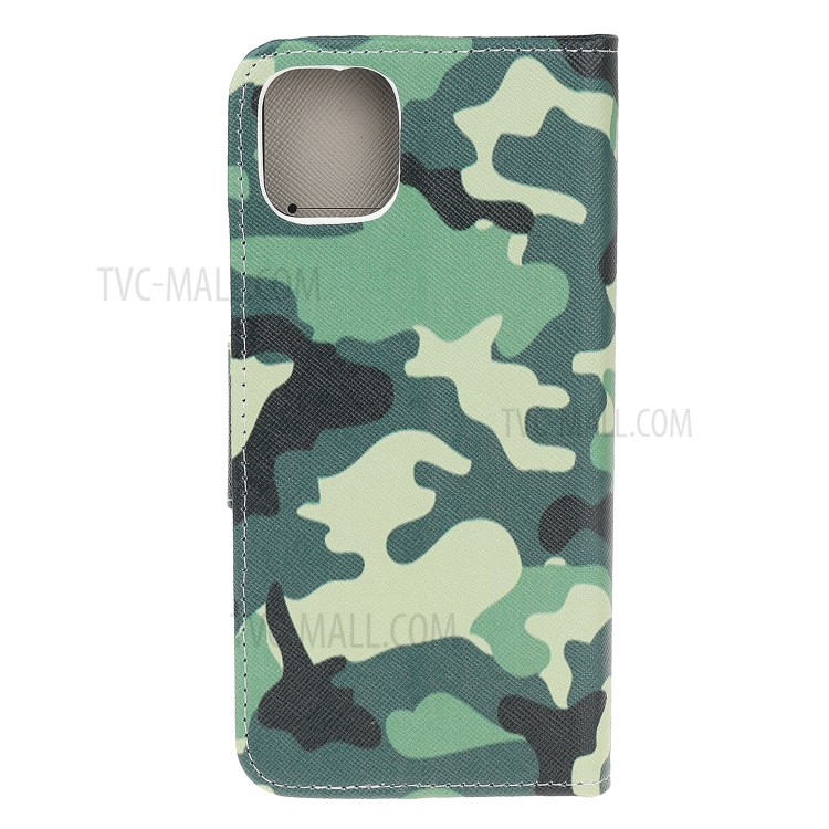 Cross Skin Printing Leather Cover with Strap for iPhone 12 Pro Max 6.7 inch - Camouflage Pattern-3
