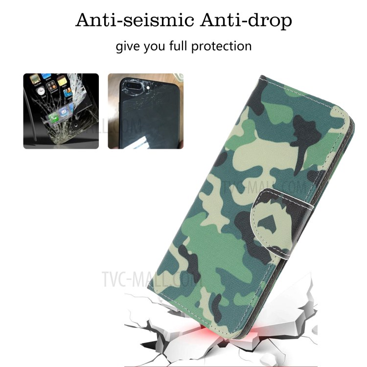 Cross Skin Printing Leather Cover with Strap for iPhone 12 Pro Max 6.7 inch - Camouflage Pattern-5