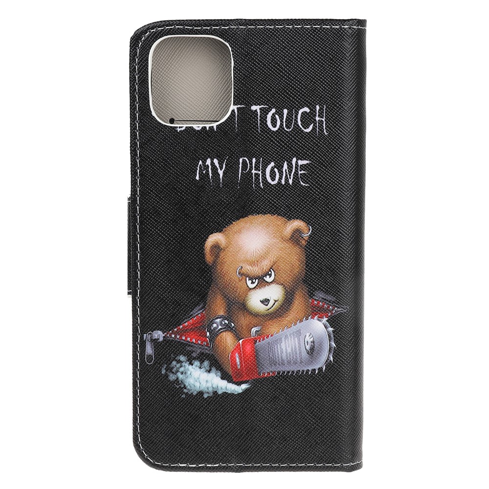 Cross Skin Printing Leather Cover with Strap for iPhone 12 Pro Max 6.7 inch - Vigilant Bear-3