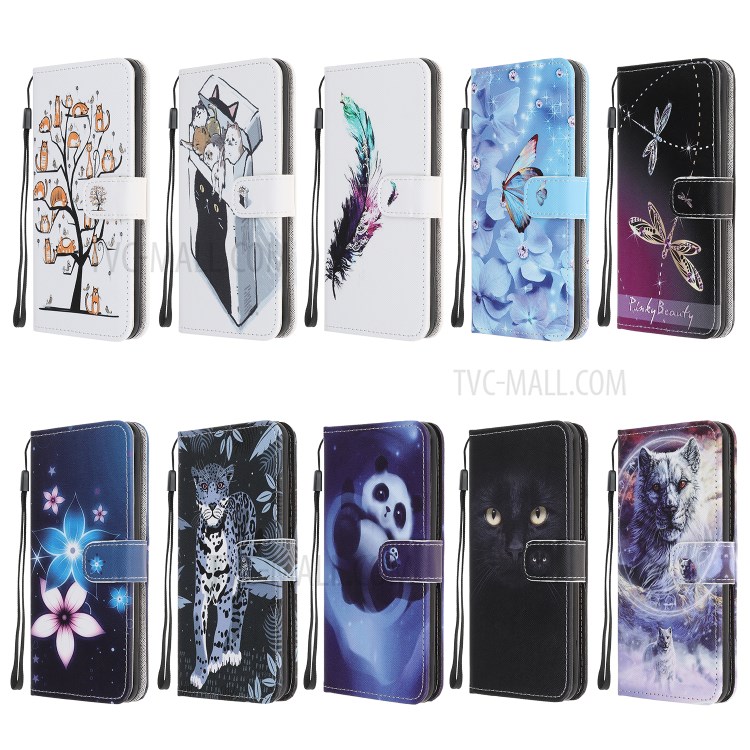 Cross Texture Pattern Printing Wallet Leather Phone Casing for iPhone 12 5.4-inch - Cat Face-13