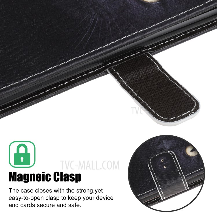 Cross Texture Pattern Printing Wallet Leather Phone Casing for iPhone 12 5.4-inch - Cat Face-8