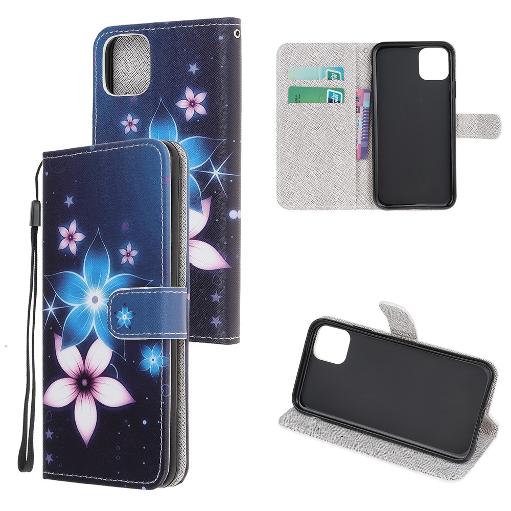 Cross Texture Pattern Printing Wallet Leather Phone Casing for iPhone 12 5.4-inch - Flower-1