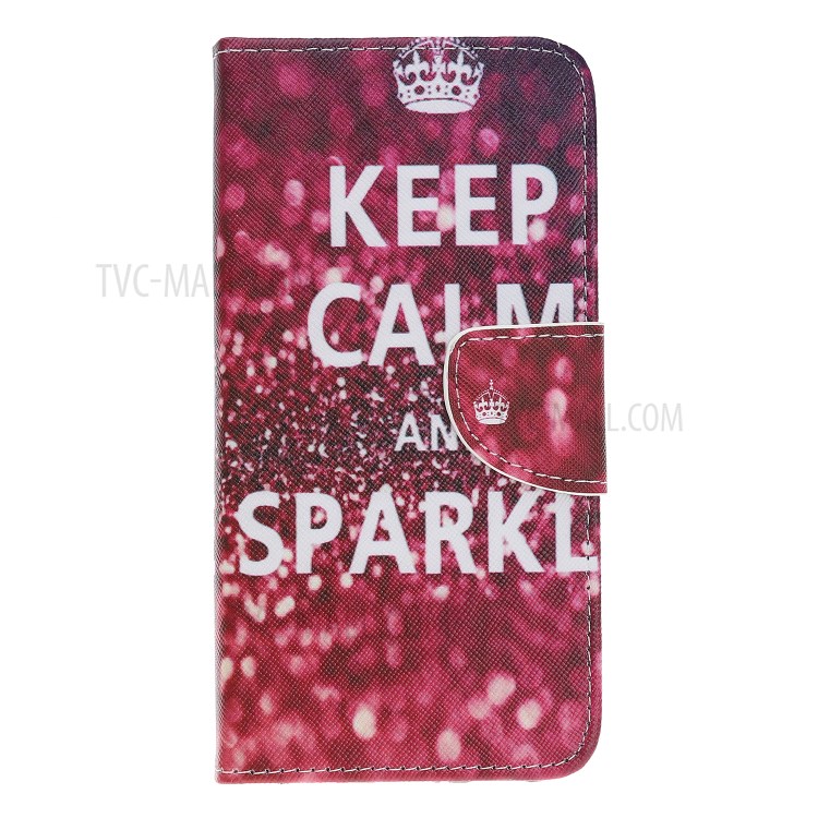 Pattern Printing Shell Leather Cover for iPhone 12 5.4 inch - Keep Calm and Sparkle-2