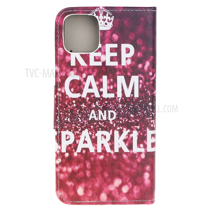 Pattern Printing Shell Leather Cover for iPhone 12 5.4 inch - Keep Calm and Sparkle-3