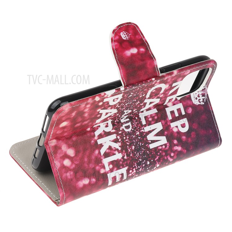 Pattern Printing Shell Leather Cover for iPhone 12 5.4 inch - Keep Calm and Sparkle-4