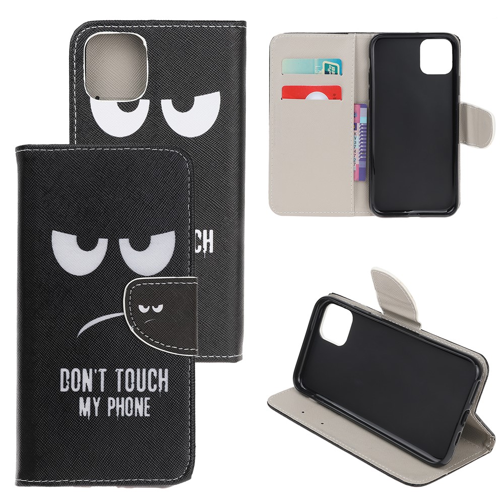 Pattern Printing Shell Leather Cover for iPhone 12 5.4 inch - Don't Touch My Phone-1