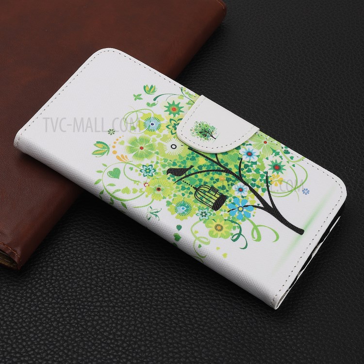 Cross Texture Printing Wallet Leather Case for iPhone 12 Max 6.1 inch - Green Tree-8