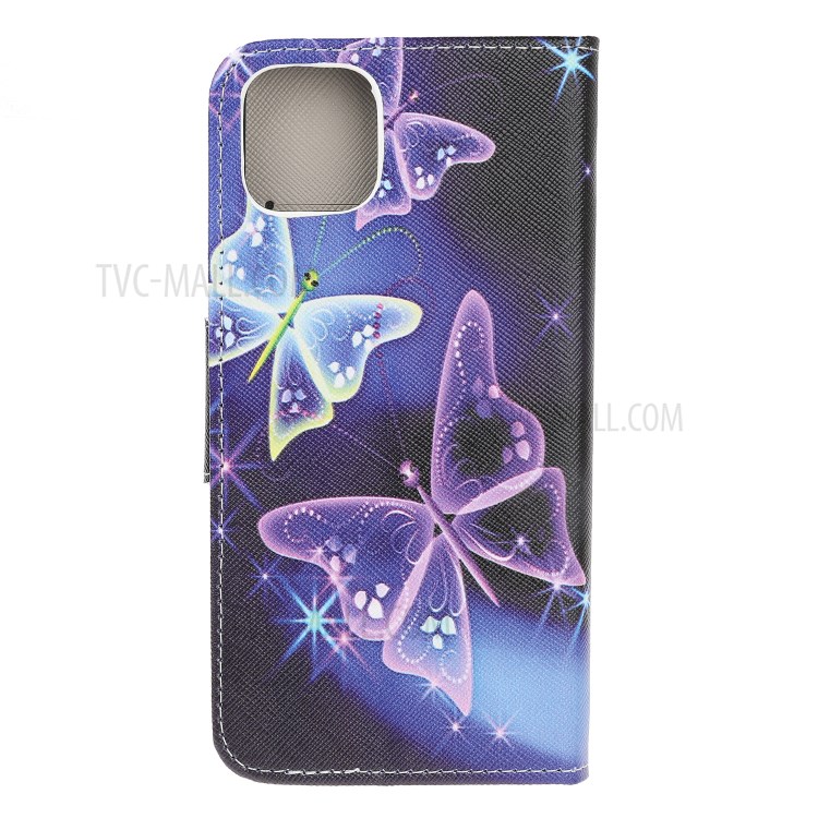 Cross Texture Printing Wallet Leather Case for iPhone 12 Max 6.1 inch - Magic Butterflies-3
