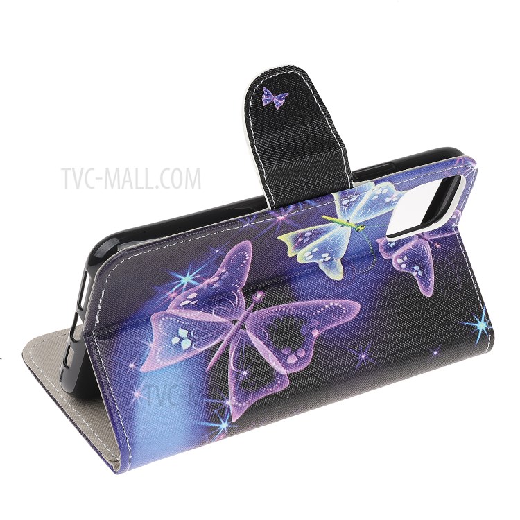 Cross Texture Printing Wallet Leather Case for iPhone 12 Max 6.1 inch - Magic Butterflies-4