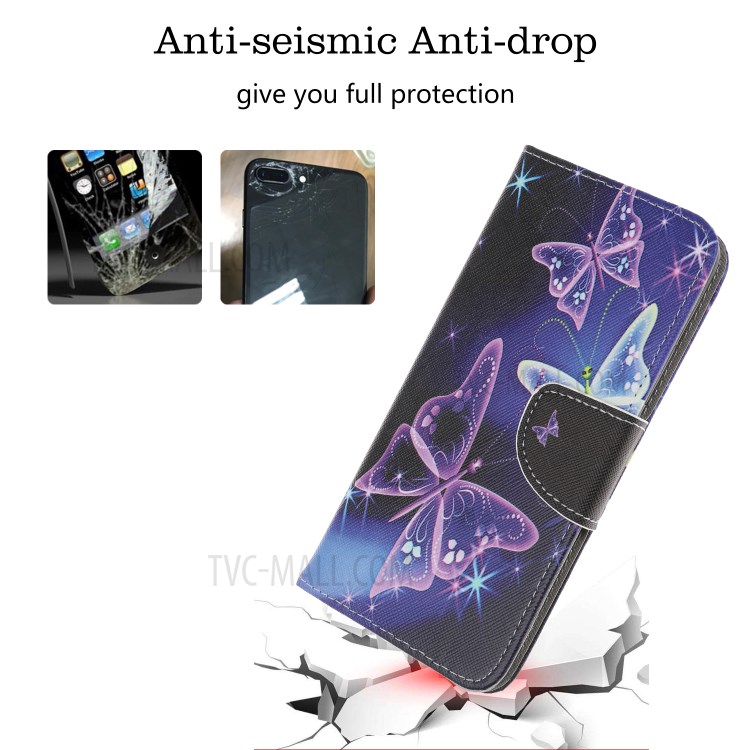 Cross Texture Printing Wallet Leather Case for iPhone 12 Max 6.1 inch - Magic Butterflies-5